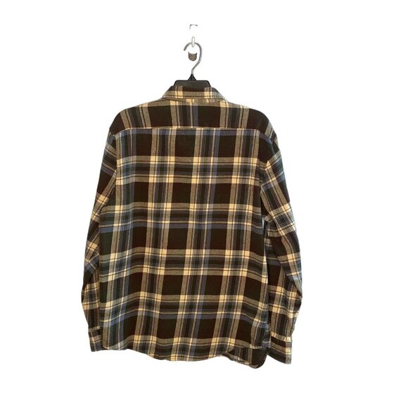 Field & Stream Button Down Men's Size Large Long Sleeve Plaid Brown Cream - Picture 2 of 10
